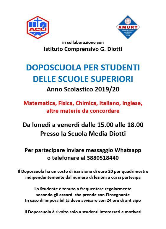 Doposcuola Per Studenti Delle Scuole Superiori Amurt