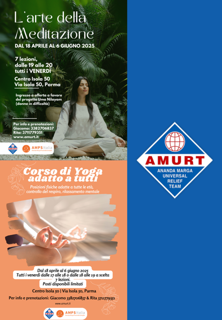 Volantino AMURT yoga e meditazione 2025